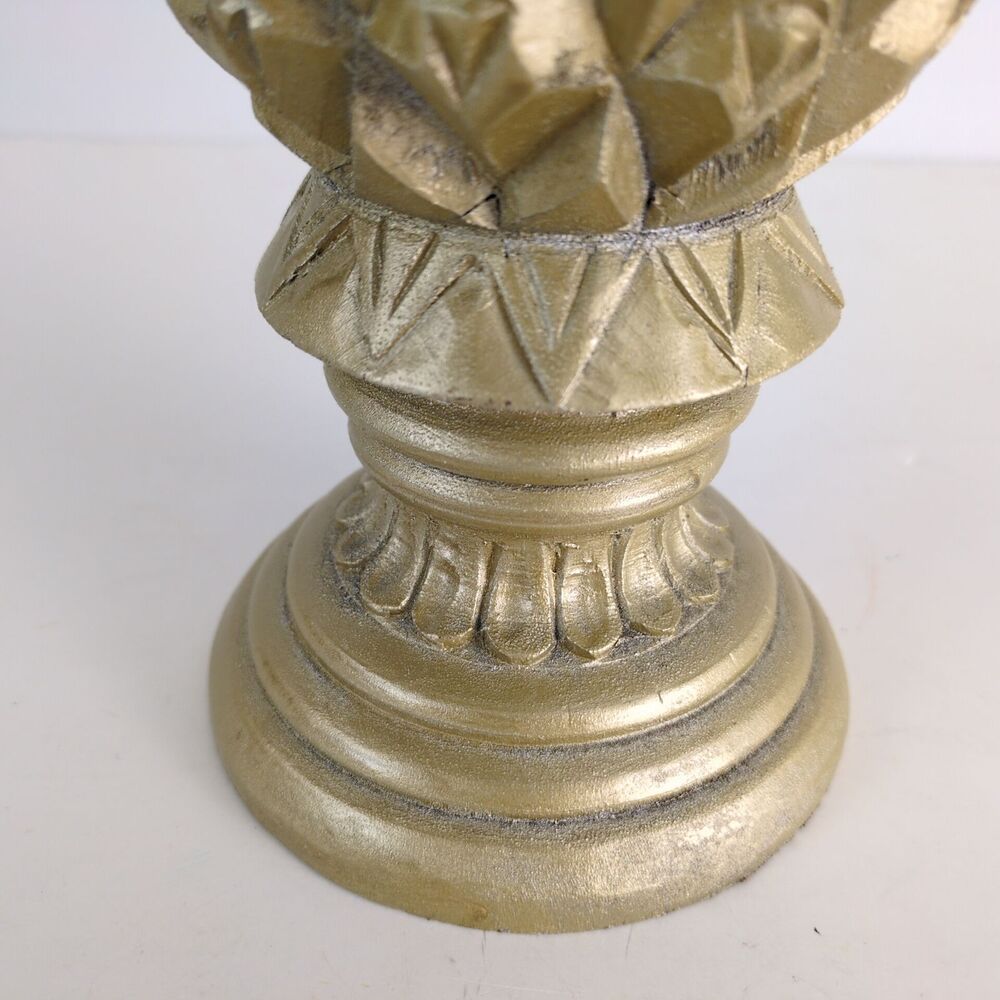 Carved Wooden Pineapple with Gold Paint, 14" Tall, Solid Wood Finial, Glam Decor - Picture 6 of 7